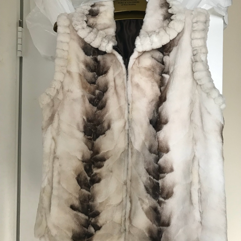 Mink reversible to poplin vest